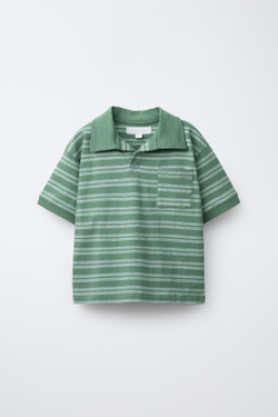 ZARA ПОЛО В ПОЛОСКУ, ЗЕЛЕНЫЙ