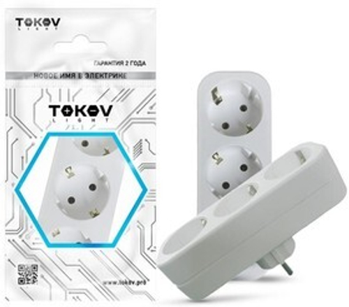 Разветвитель 3-м с заземл. 16А 250В IP20 полипропилен белый