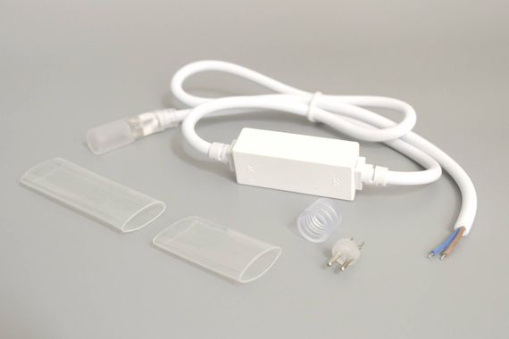 Комплект подключения для 2-х проводного дюралайта, без вилки, 6А, белый, Teamprof (TPF-220AC/DC-1-6A-NP-W)