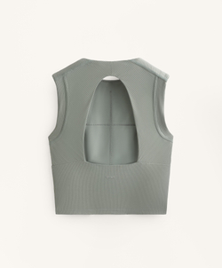 Oysho Топ Comfortlux Rib без рукавов, серый хаки