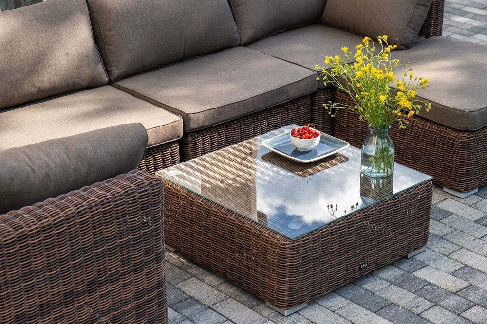 "Лунго" трансформирующаяся лаунж-зона из искусственного ротанга, цвет коричневый