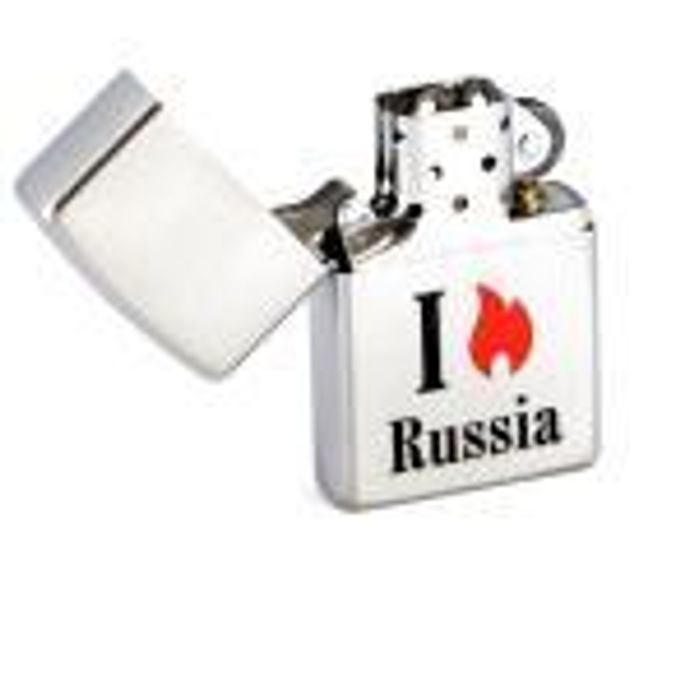 Зажигалка ZIPPO Classic Satin Chrome™ Надпись с фирменным пламенем Zippo ZP-205 Flame Russia