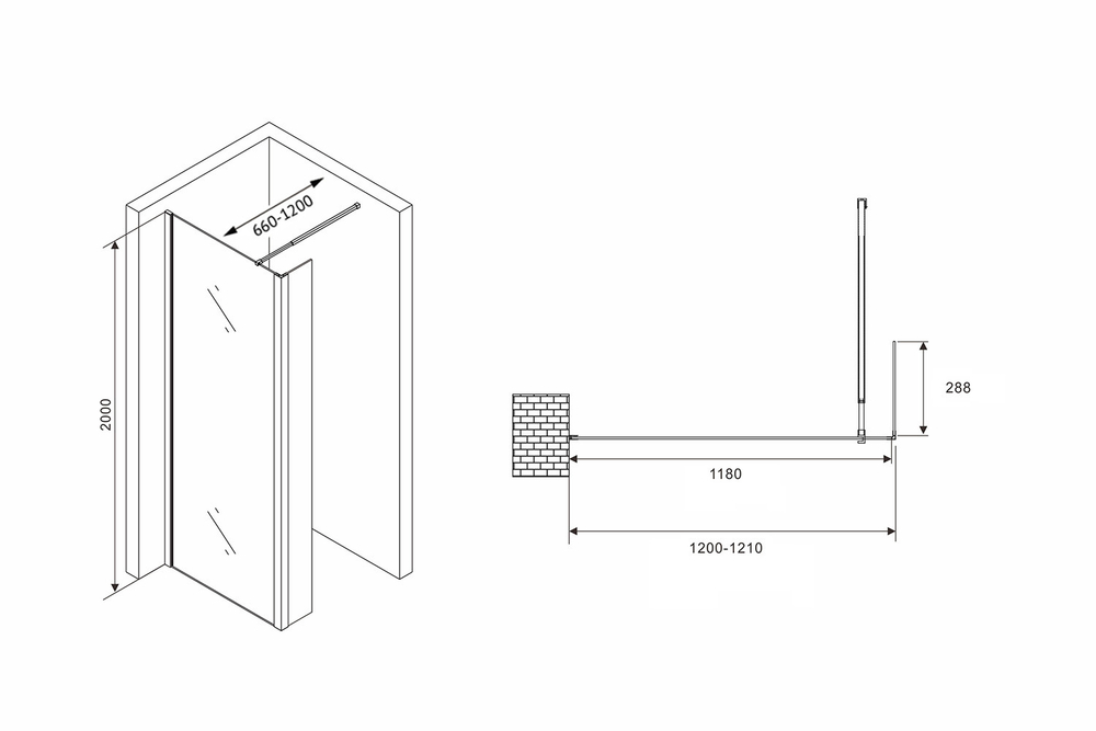 Душевая перегородка ABBER Immer Offen AG66120B