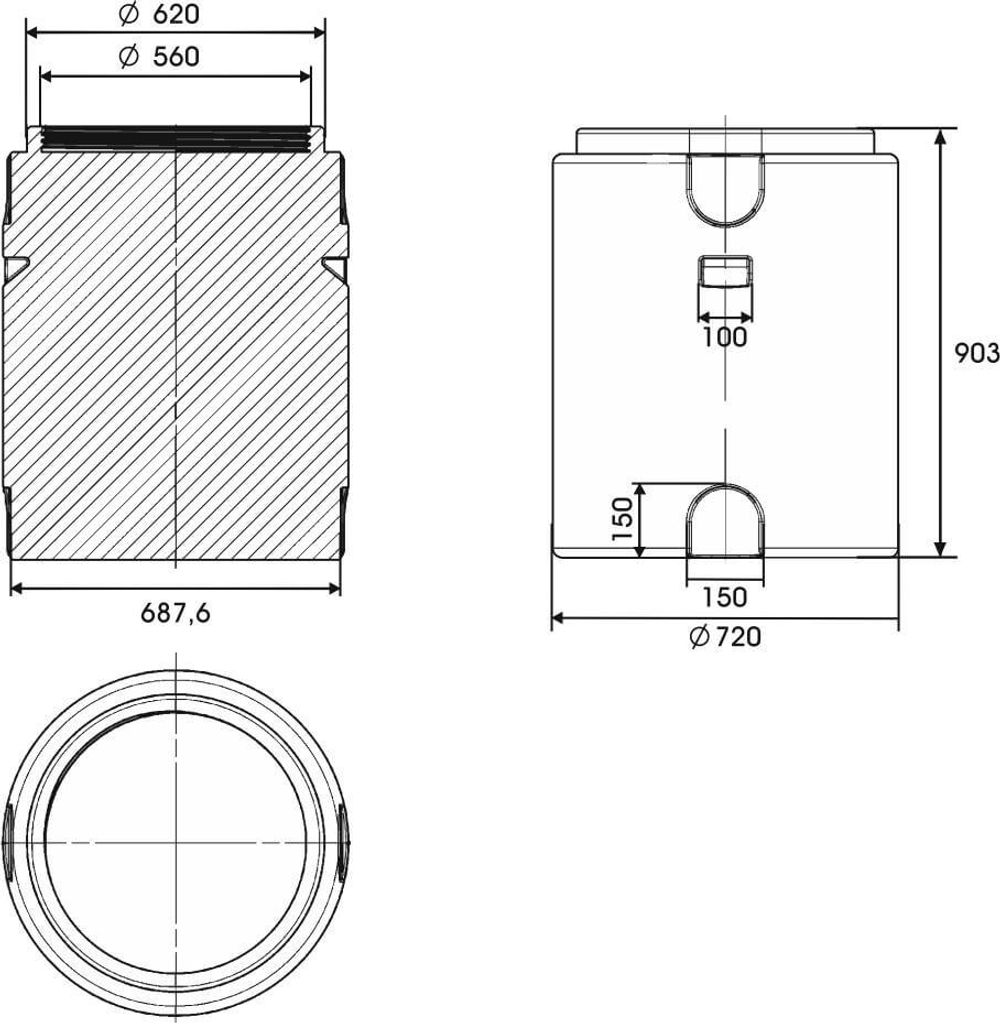 Емкость дозировочная Политим 330 л. вертикальный (720x720x903см;синий) - арт.560696