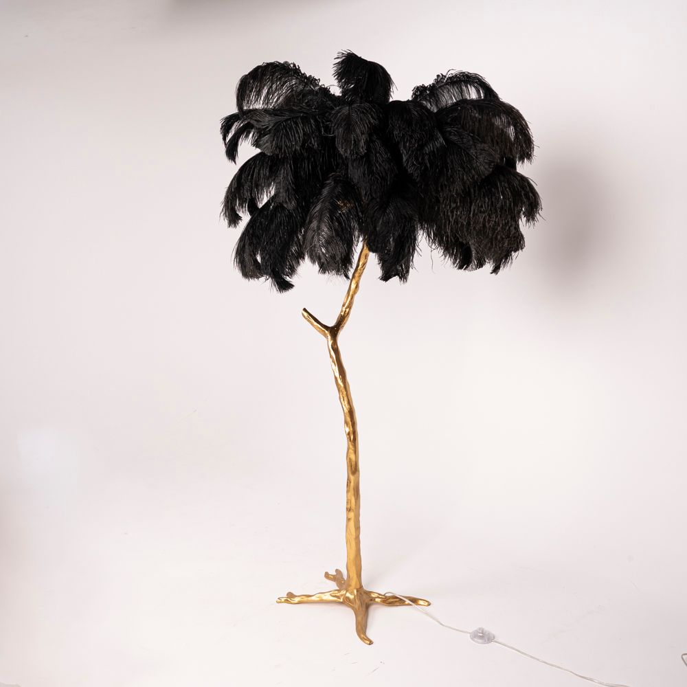 Торшер страусиные перья Feather Lamp A MODERN GRAND TOUR черный