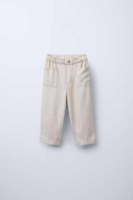 ZARA БРЮКИ ПРЯМОГО КРОЯ , ЭКРЮ