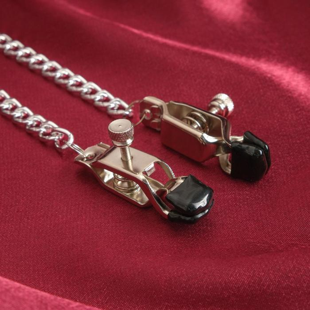 Зажимы для сосков с цепочкой - 25 см. (Цвет: серебристый)