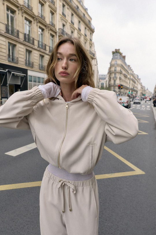 ZARA БОМБЕР С КАПЮШОНОМ, ЭКРЮ