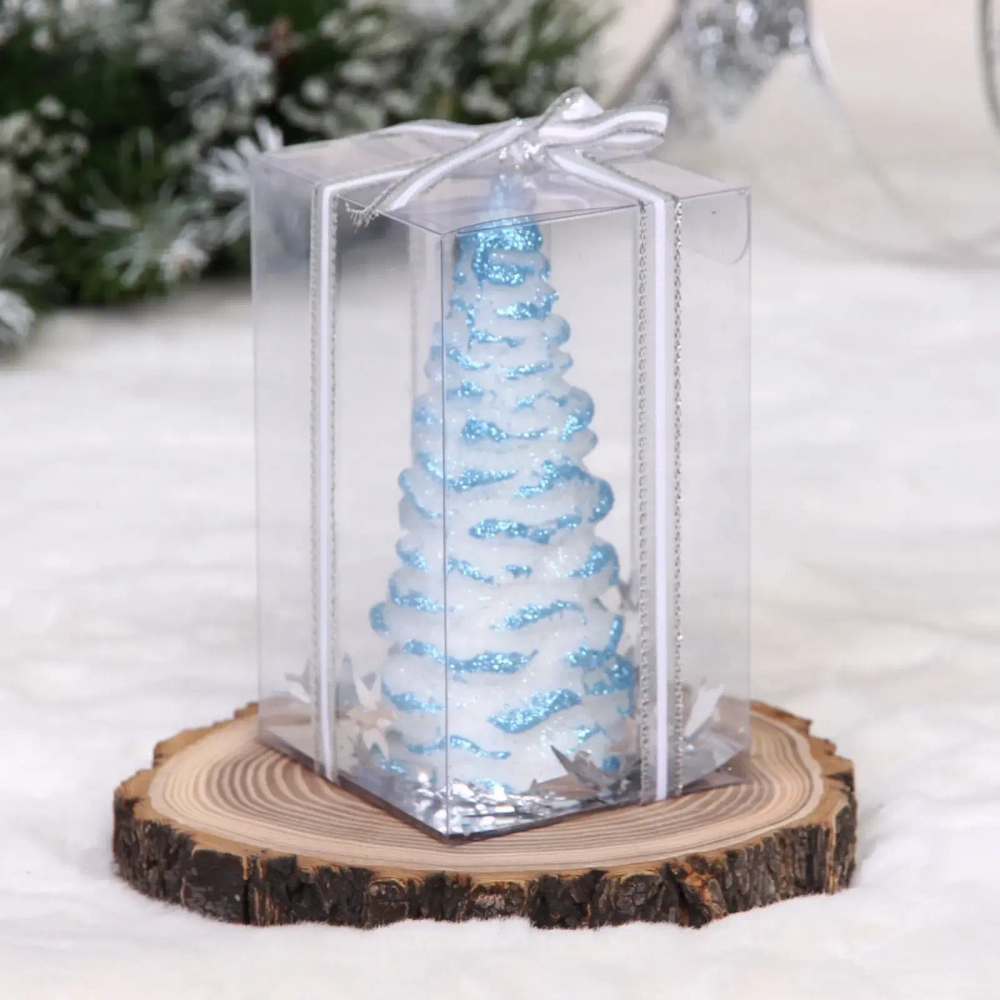 Свеча новогодняя «Пушистая елочка» 7*7*12см, Голубой