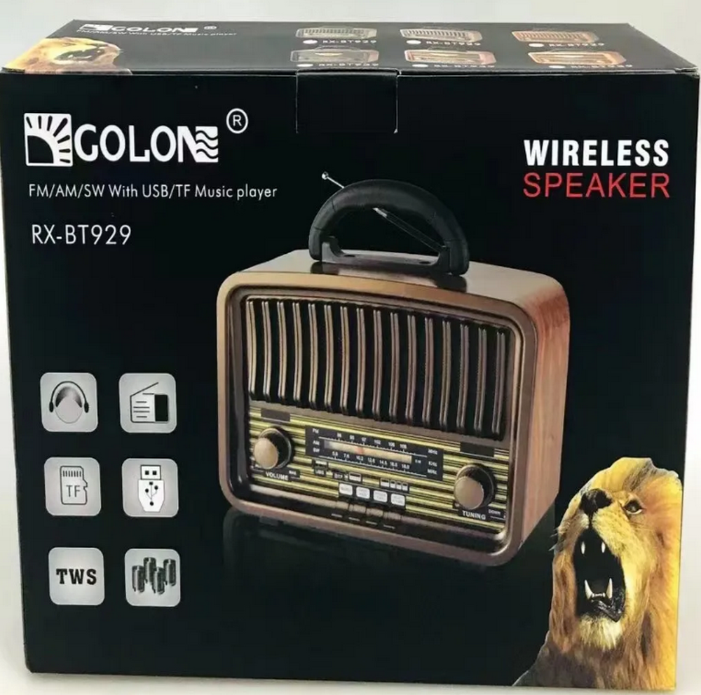 Радиоприемник Golon RX-BT929 (BT/USB/TF/TWS) Ретро