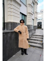 Шуба искусственная чебурашка на основе шерсти, бежевая, SilverFox