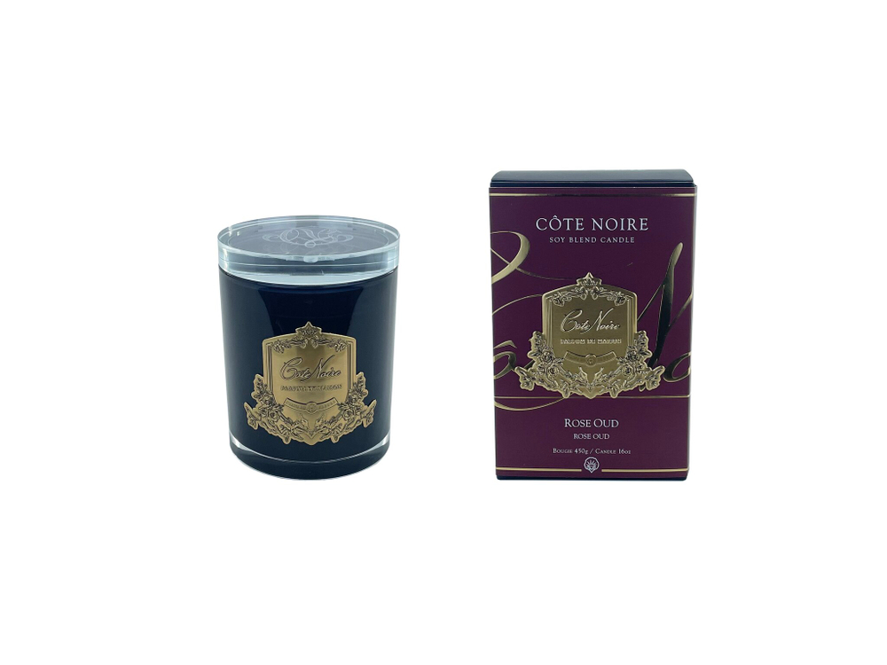 Свеча 450гр Cote Noire Rose Oud черно-золотая
