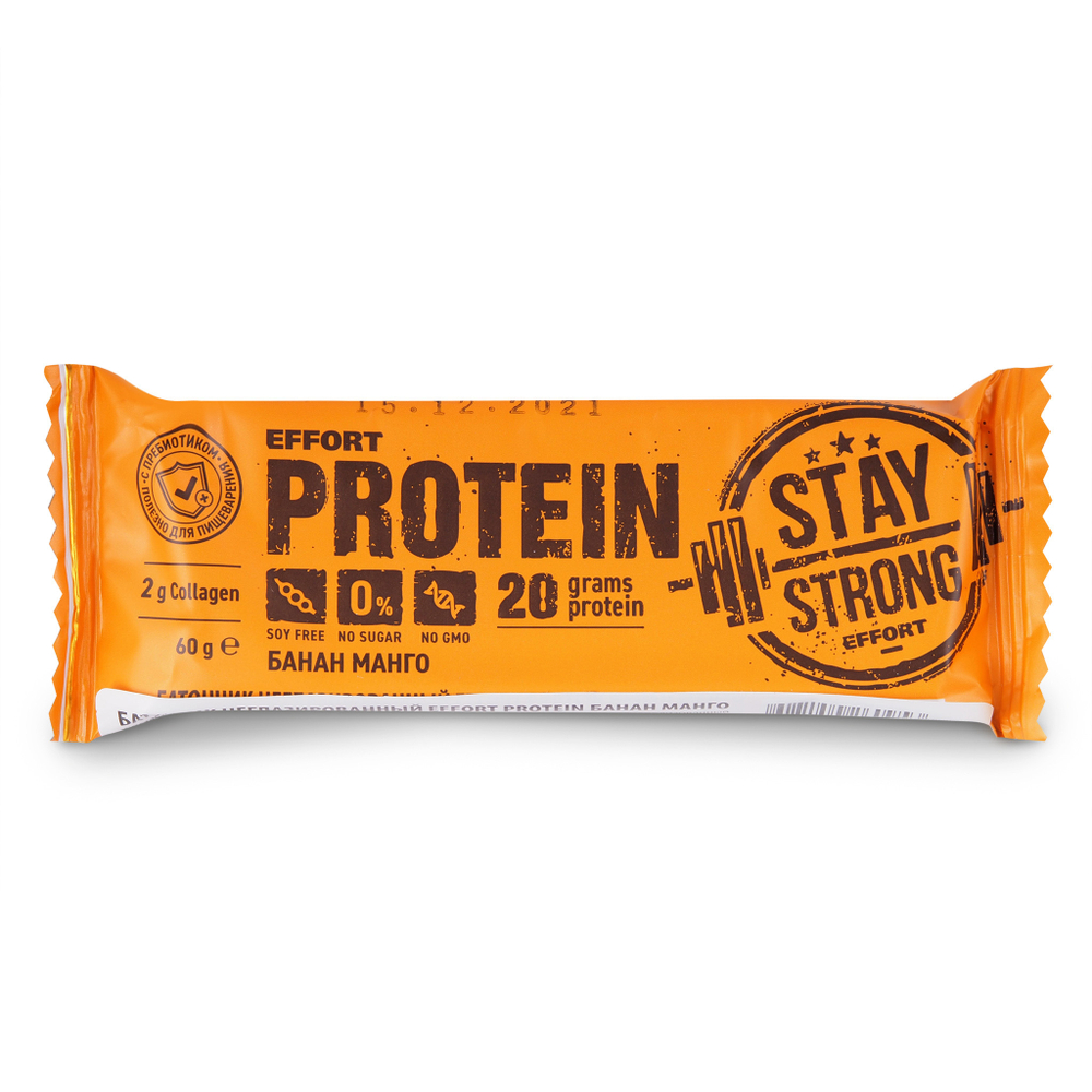 Батончик неглазированный Effort protein МИКС банан // банан/манго // клубника // дыня/клубника