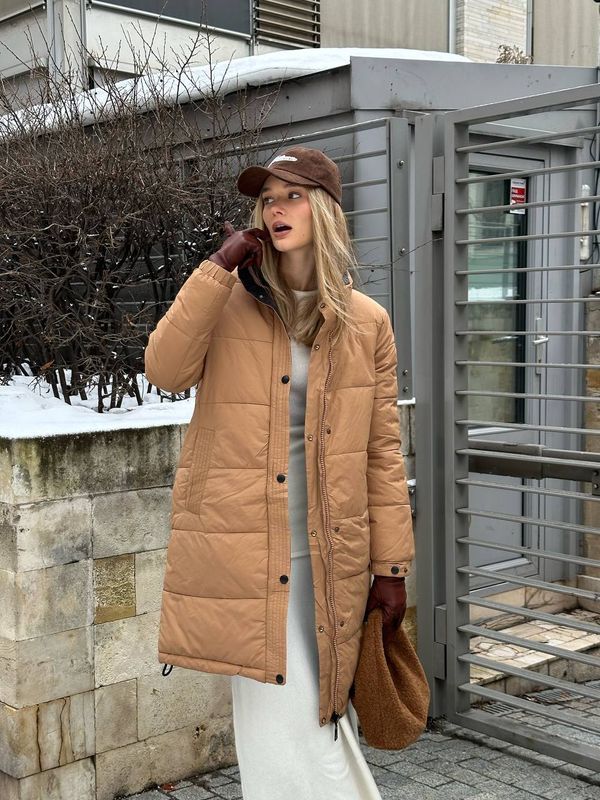 Пуховик BROWN с капюшоном на молнии