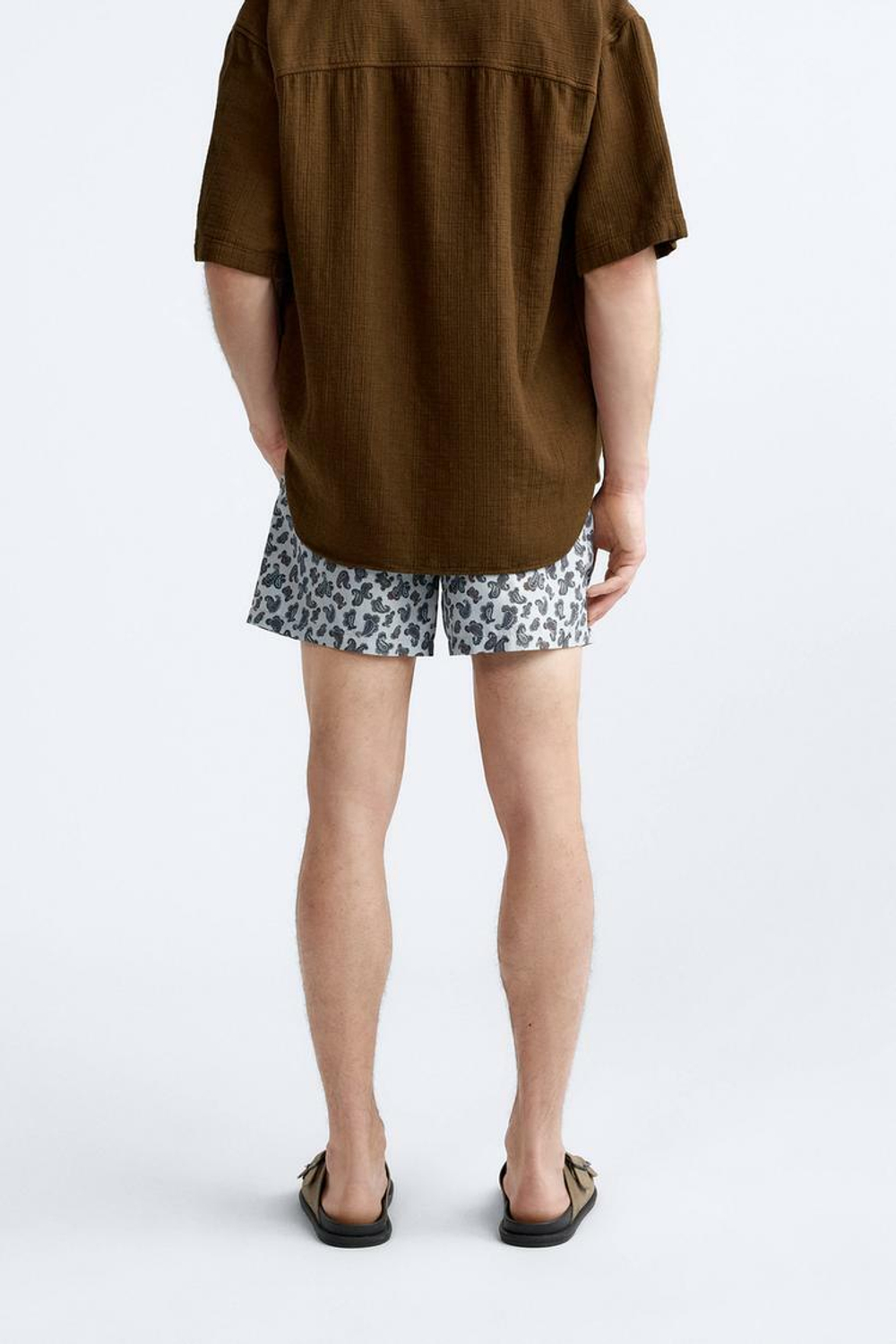 ZARA ПЛАВКИ С ПРИНТОМ ПЕЙСЛИ, НЕБЕСНО-ГОЛУБОЙ