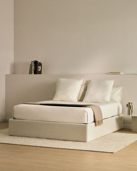 Основание кровати Nelzi из шенилла цвета экрю для матраса 180 x 200 см