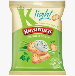 СУХАРИКИ КИРИЕШКИ LIGHT СМЕТАНА И ЗЕЛЕНЬ 80ГР
