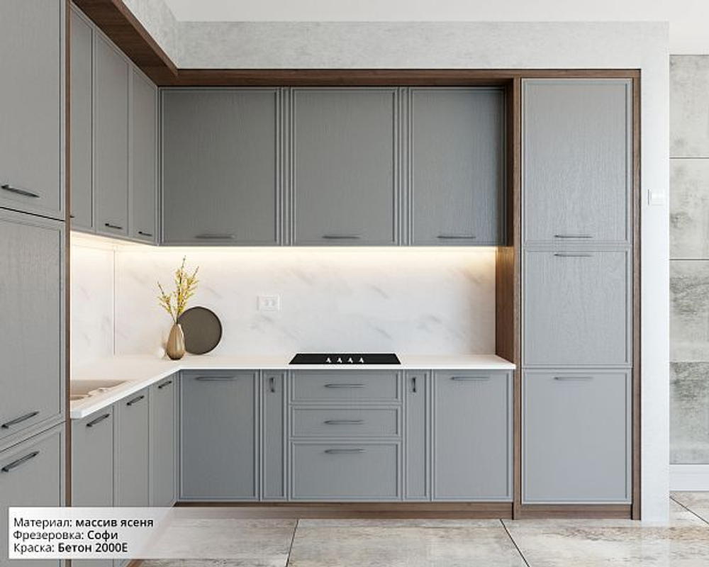 Кухни с фасадами из массива ясеня
