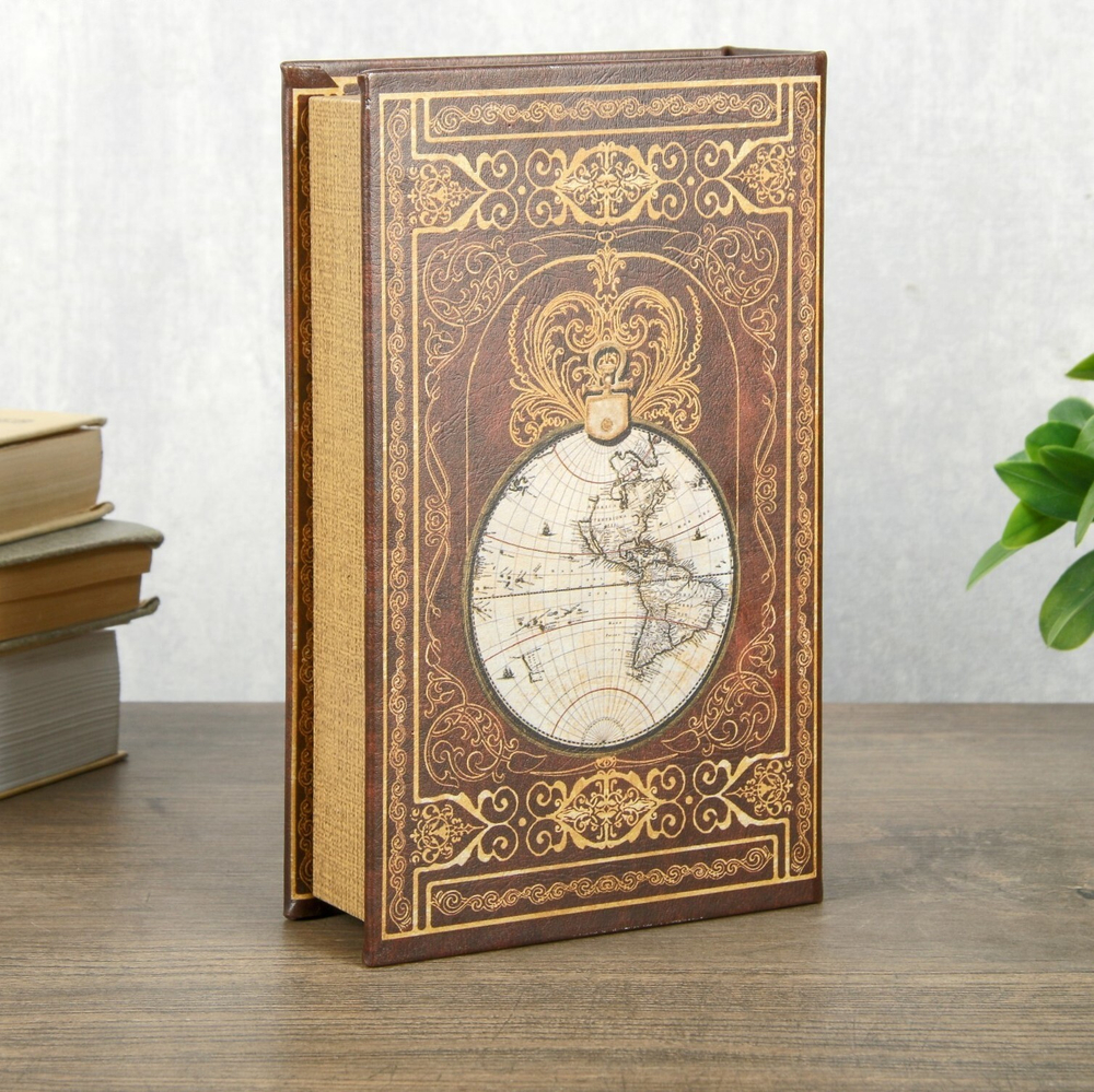Сейф-книга дерево кожзам "Этот огромный мир" 21х13х5 см   4070204