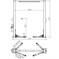 ТЕМП TU4000R 380VC Подъёмник двухстоечный, 4 т