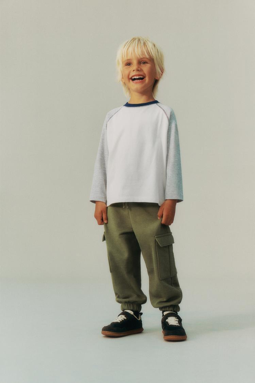 ZARA ФУТБОЛКА С РУКАВАМИ РЕГЛАН, СЕРЫЙ МЕЛАНЖ