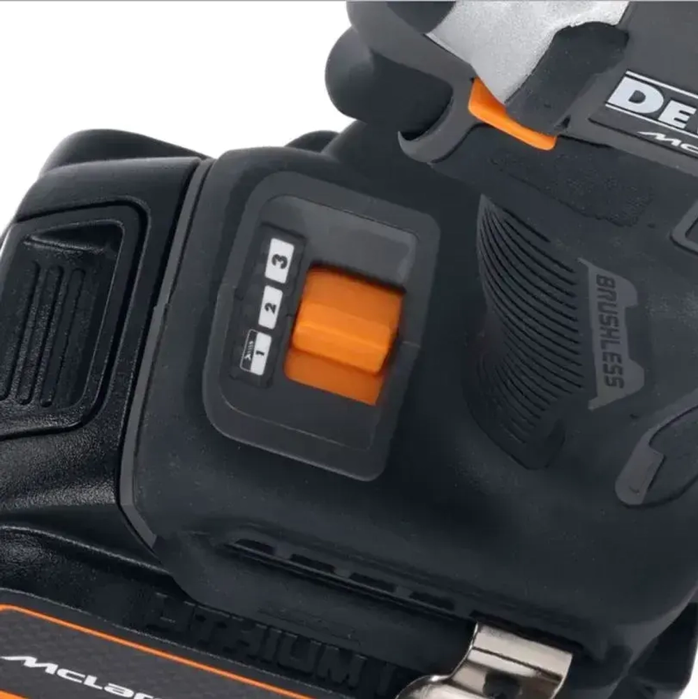 Аккумуляторный набор DEWALT McLaren Limited Edition DCK200MP2T: дрель-шуруповерт + шуруповерт, с 2 АКБ 5 Ач и ЗУ, в кейсе