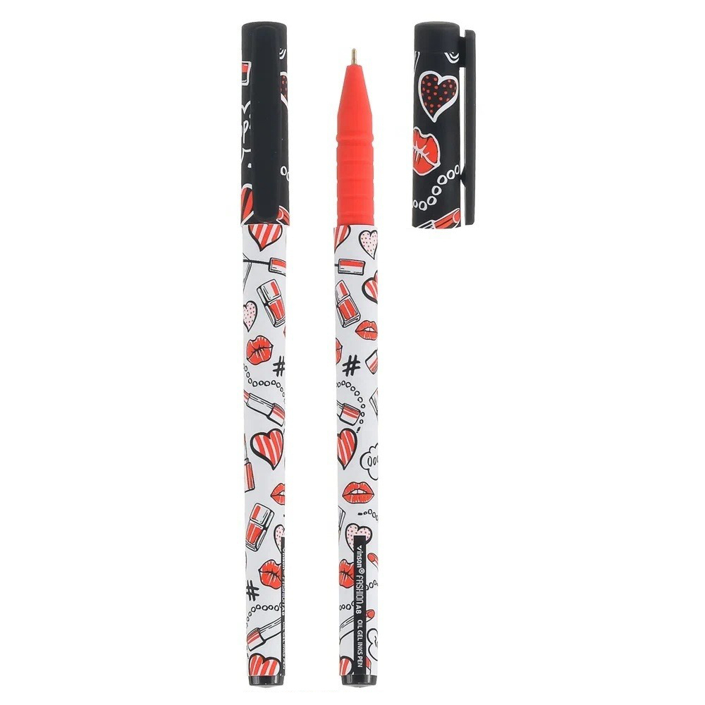 Ручка шариковая, масляная, Vinson, синие чернила, серия "VINSON Поцелуй", с цветным корпусом, 20 шт