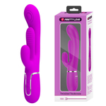 Розовый вибратор-кролик 22,2см с дополнительным язычком Pretty Love Triple Rabbit Multifuncional Vibrador BW-500041