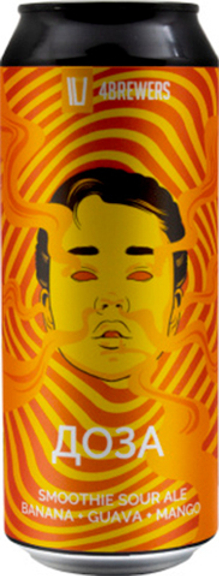 Пиво Четыре Пивовара Доза Банан, Гуава, Манго / 4 Brewers Doza Banana, Guava, Mango 0.45 - банка