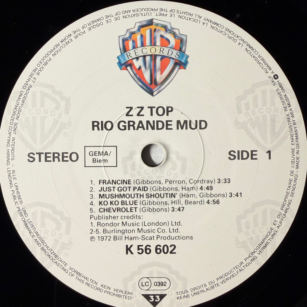 Z Z Top ‎– Rio Grande Mud (Германия)