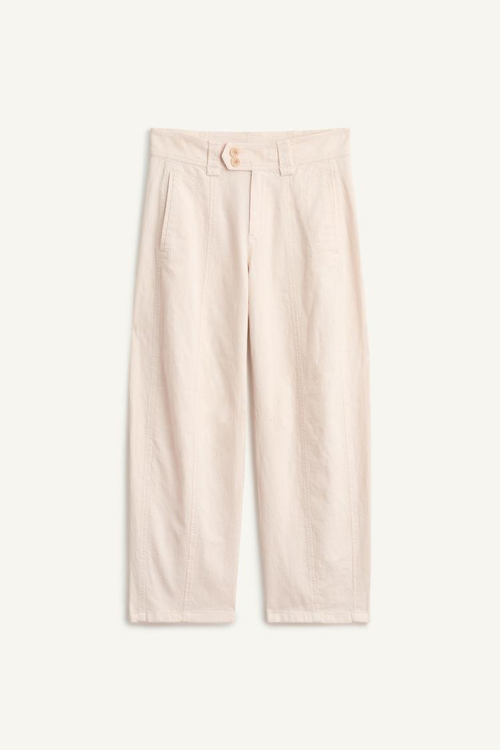ZARA БРЮКИ ИЗ СМЕСОВОГО ХЛОПКА, ЦВЕТ СЛИВОЧНОГО МАСЛА