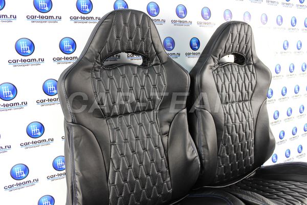 Анатомический комплект для переделки сидений ВАЗ в "Recaro" ("Рекаро") из экокожи узор "Ягуар"