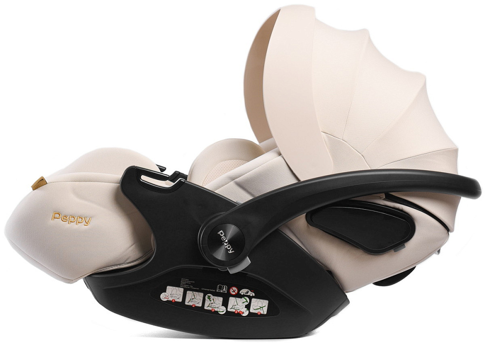 Детская коляска Peppy Tecla 3 в 1 с автокреслом Verona Beige Stone Chrome Edition Бежевый