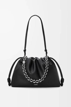 Loewe Большая сумка Flamenco из зернистой телячьей кожи, черный