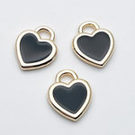 Подвеска Сердце, цвет золото+черный, размер 15*13 мм, цена за 1 шт