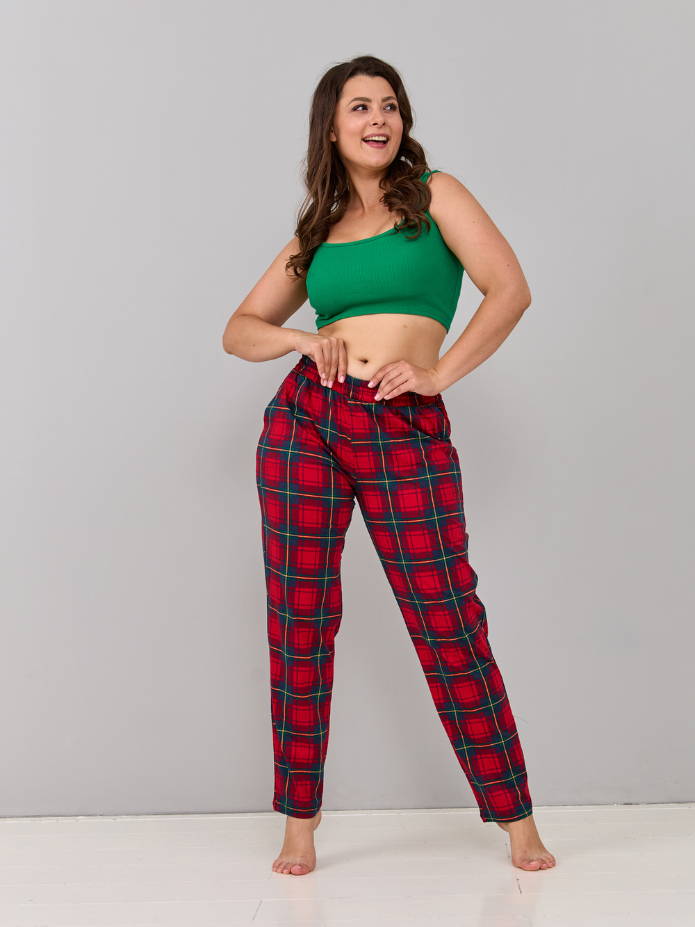 Брюки Б-18/красносиняя-клетка