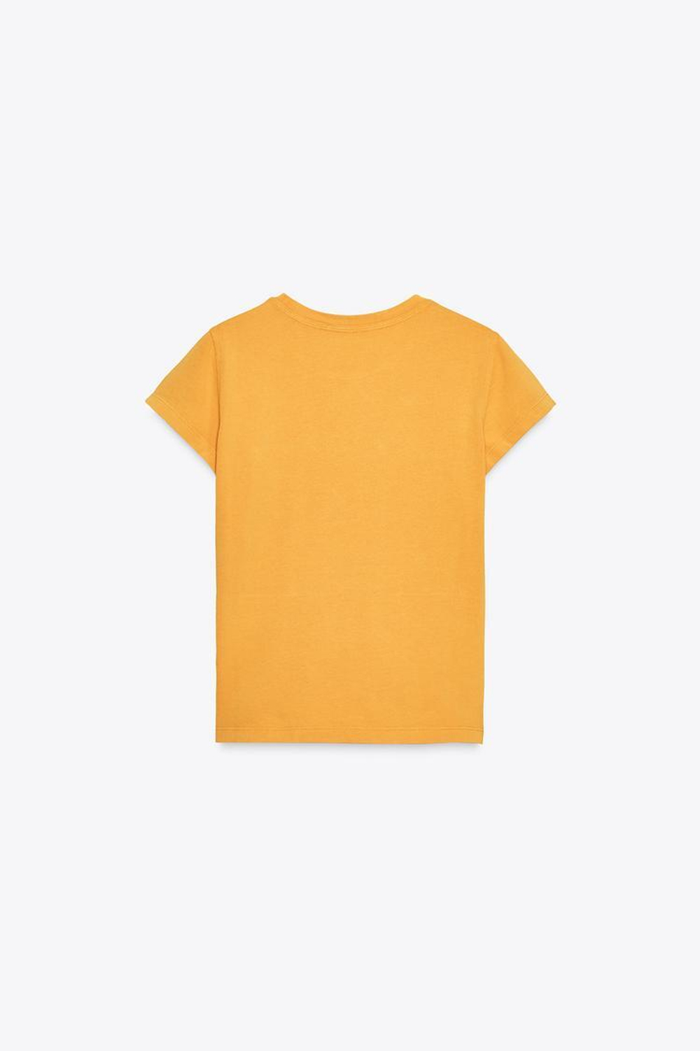 ZARA ФУТБОЛКА ИЗ ТКАНИ С ЭФФЕКТОМ ПОТЕРТОСТИ С КАРМАНОМ, ОРАНЖЕВЫЙ