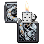 Зажигалка Zippo Skull Clock Design с покрытием Black Matte