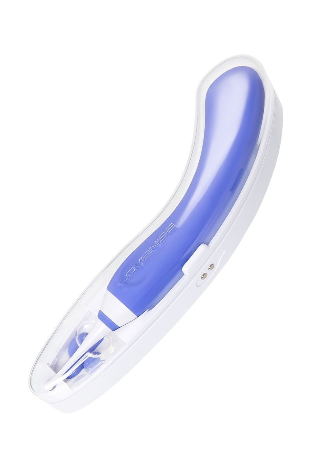 Сиреневый двусторонний вибромассажер Hyphy с клиторальным стимулятором - 21,6 см. (Цвет: сиреневый)