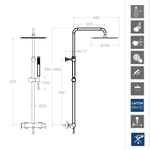Душевая термостатическая система без излива с регулировкой высоты ALEXIA 365402RM250OC золотой