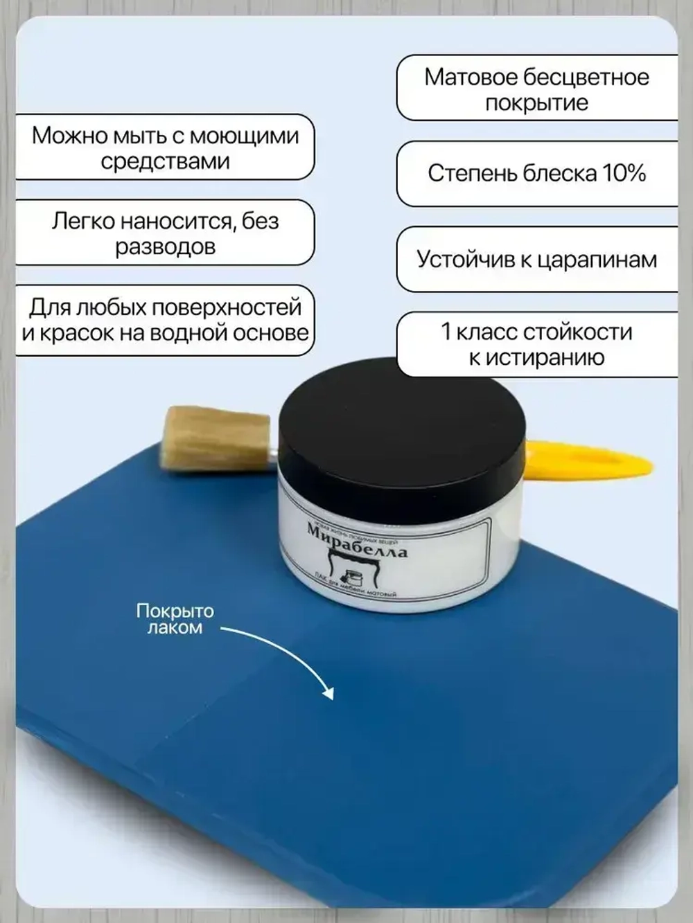 Лак матовый для мебели и дерева Мирабелла, декорирования и творчества, без запаха 250 мл