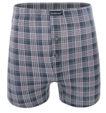 Трусы-боксеры свободного кроя в клетку (Размер: M) (Цвет: серый)
