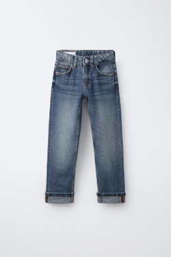 ZARA ДЖИНСЫ ПРЯМОГО КРОЯ, ВЫЦВЕТШИЙ СИНИЙ