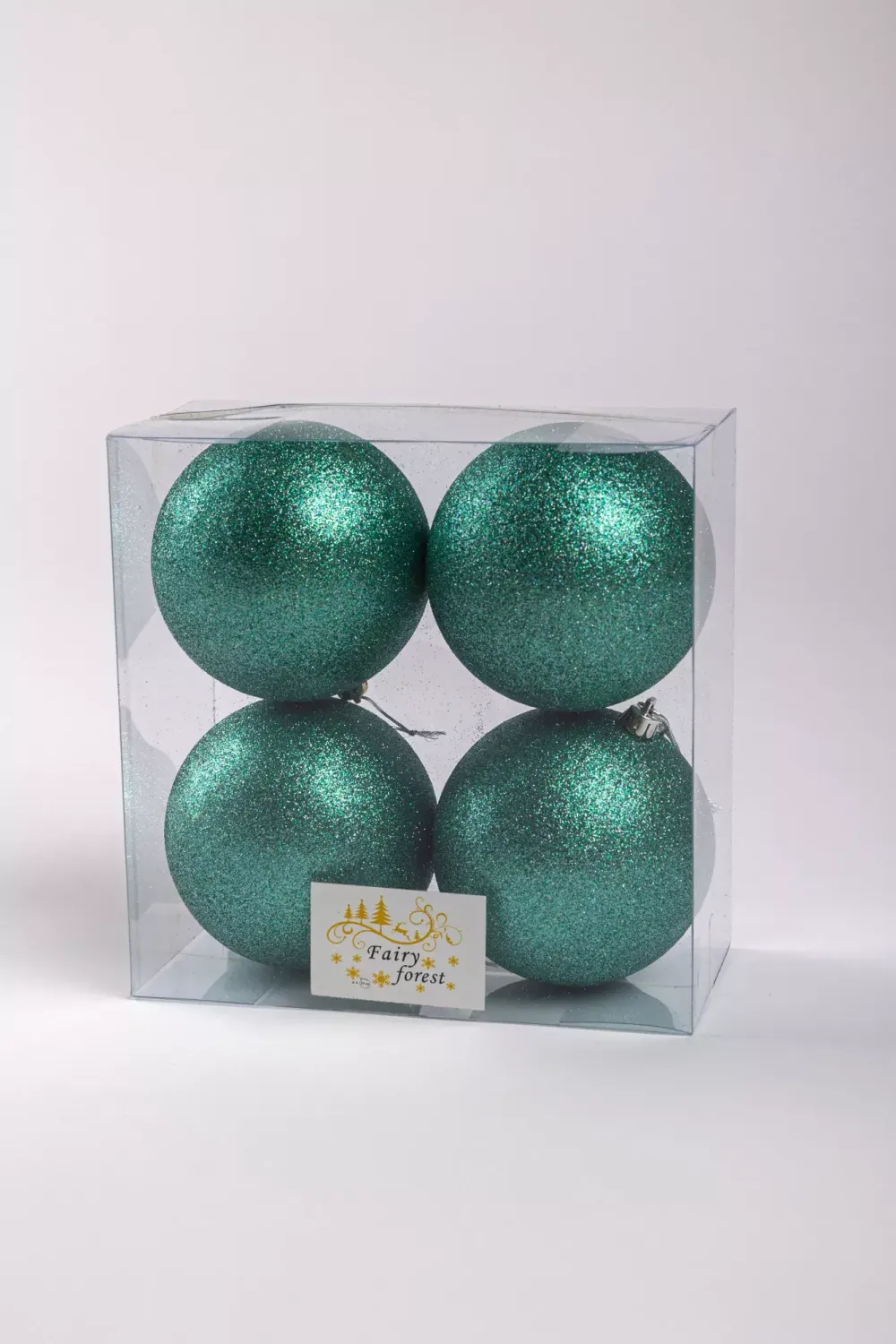 Набор новогодних шаров (4 шт) - глиттер