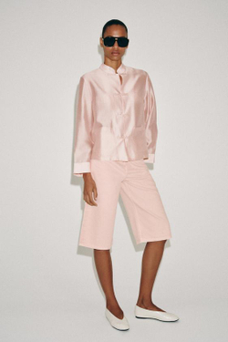 ZARA ДЖИНСОВЫЕ ШОРТЫ СО СРЕДНЕЙ ПОСАДКОЙ — ZW COLLECTION, РОЗОВЫЙ