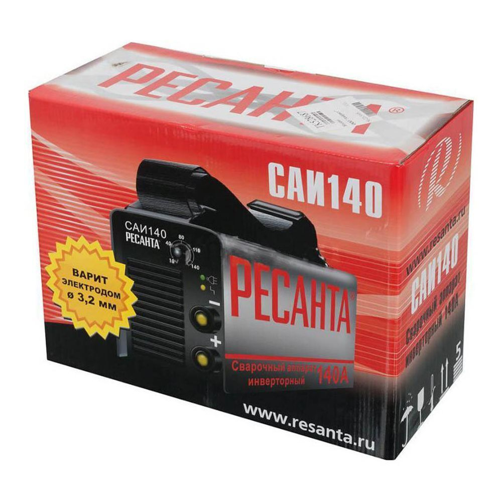 Сварочный аппарат инверт, Ресанта, САИ-140, 4.4 кВт, 140 А, электрод