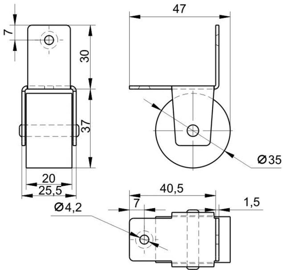 Колесо для мебели ролик для дивана 4 штуки