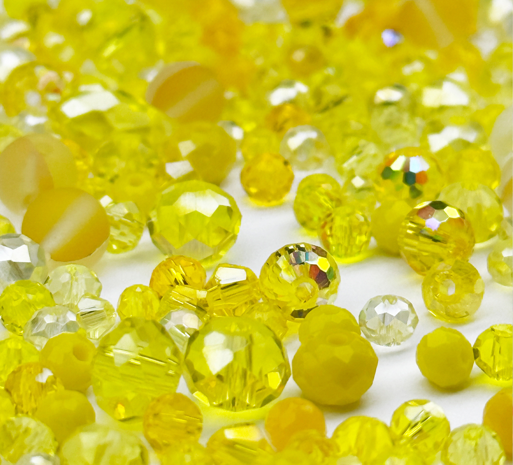МБ-11 Хрустальные бусины, форма: МИКС, цвет: Желтый, 25 гр.