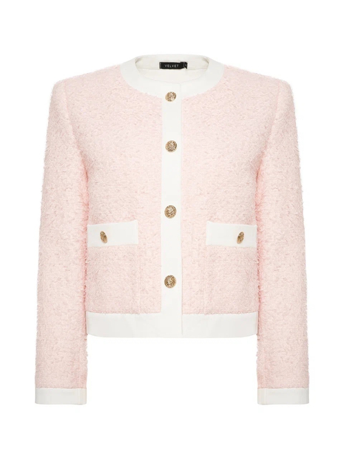 Жакет из твида укороченный розовый