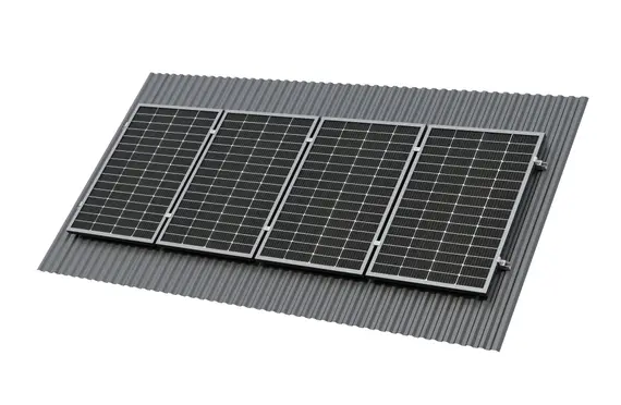 Крепёж четырёх солнечной батареи 300-600 Вт на наклонную крышу. 70 мм